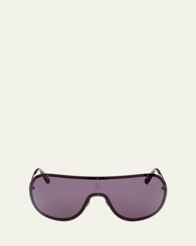 Gunmetal Logo Metal Alloy Shield Sunglasses